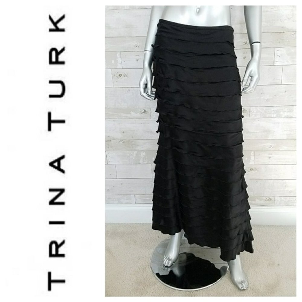 Trina Turk Chocolate Brown Ruffle Mermaid Maxi